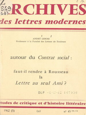 cover image of Autour du contrat social